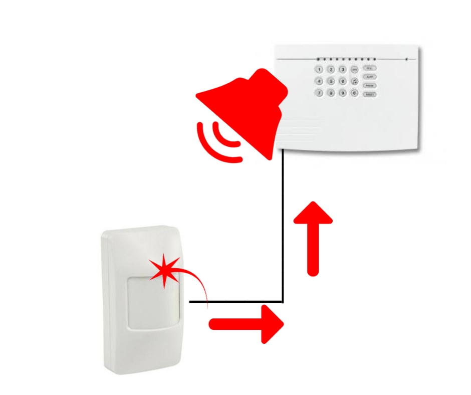 Diagram comparing pain to alarm system